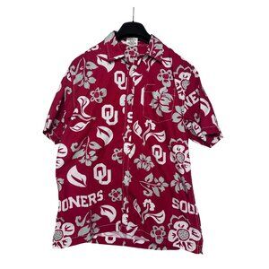 Men's Oklahoma Sooners Wes & Willy Button up shirt floral Hawaiian OU Large